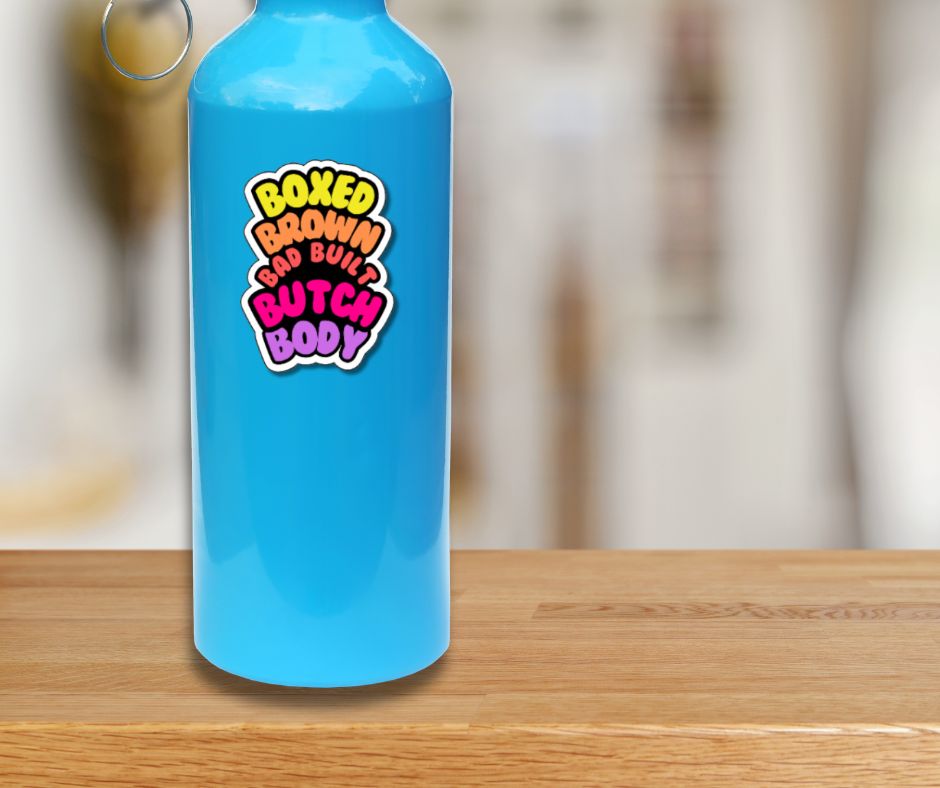 Boxed Brown Bad Built Butch Body Sticker